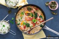 Spicy Red Thai Prawn Curry with Bright Cilantro-Lime Cauliflower Rice
