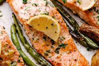 Sheet Pan Lemon Herb Salmon with Roasted Potatoes and Green Beans