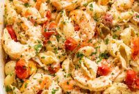 Creamy Shrimp and Cream Cheese Pasta Bake