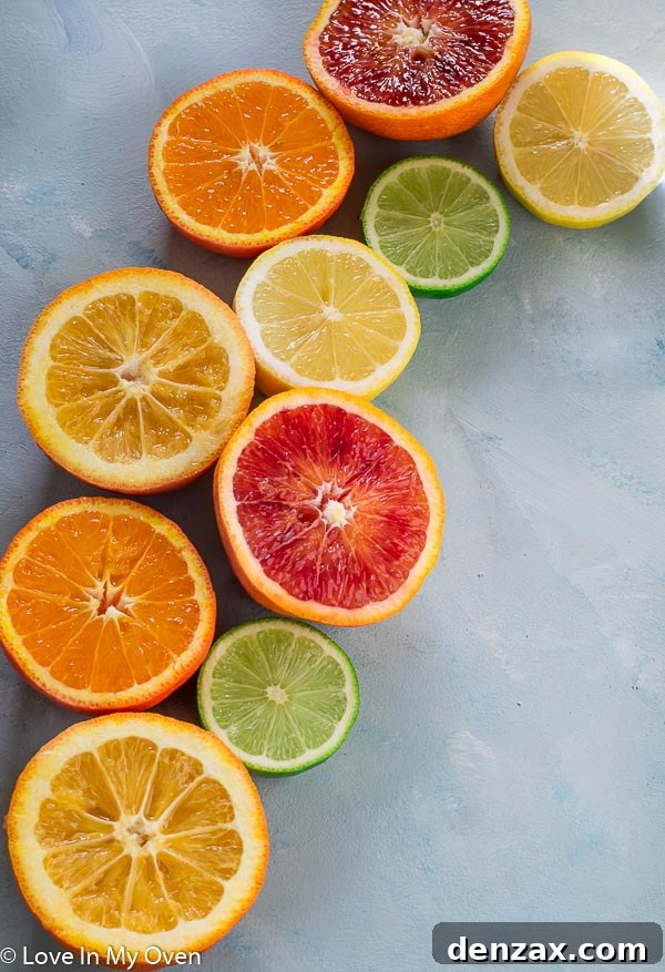 Fresh citrus fruits ready for baking