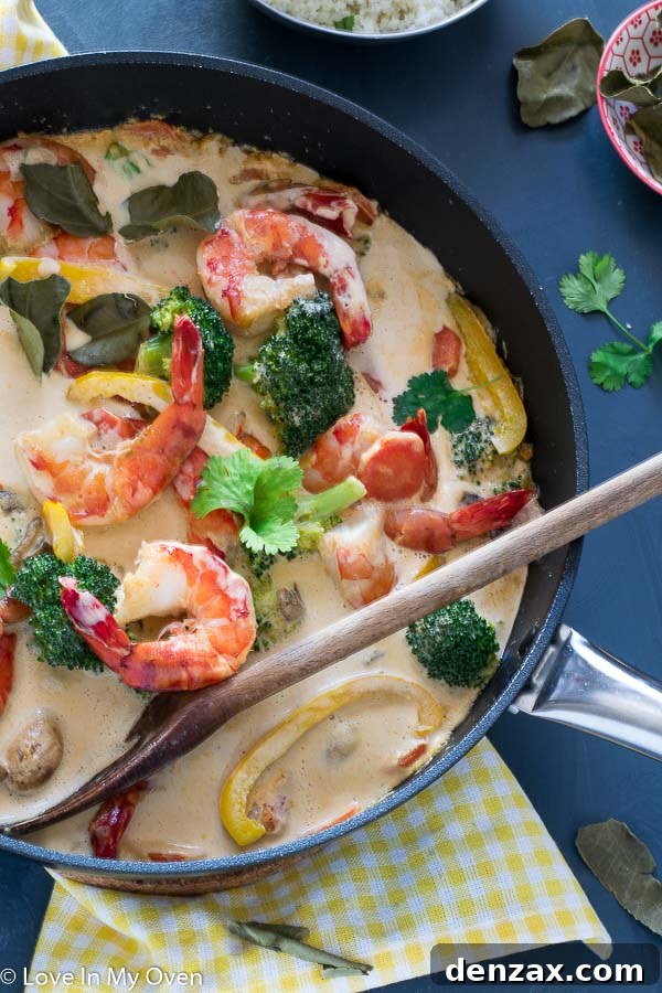 Red Thai Prawn Curry served with cauliflower rice