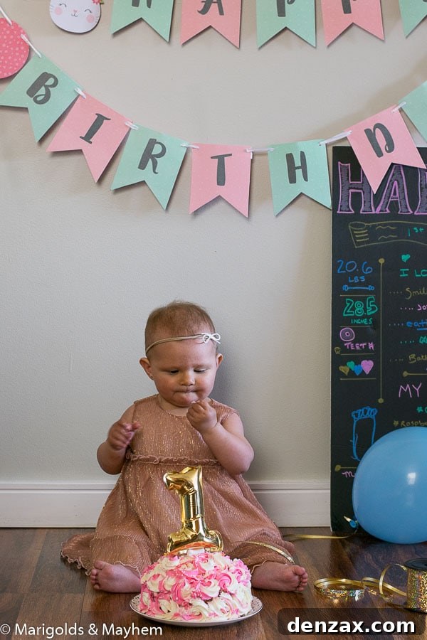 Hattie's healthy first birthday smash cake with beet juice coloring