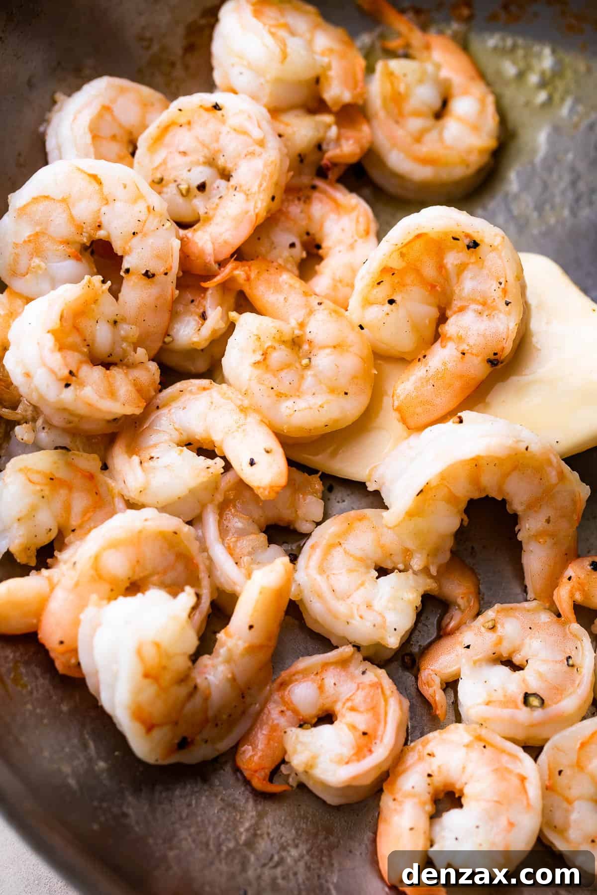 cooking shrimp in a skillet