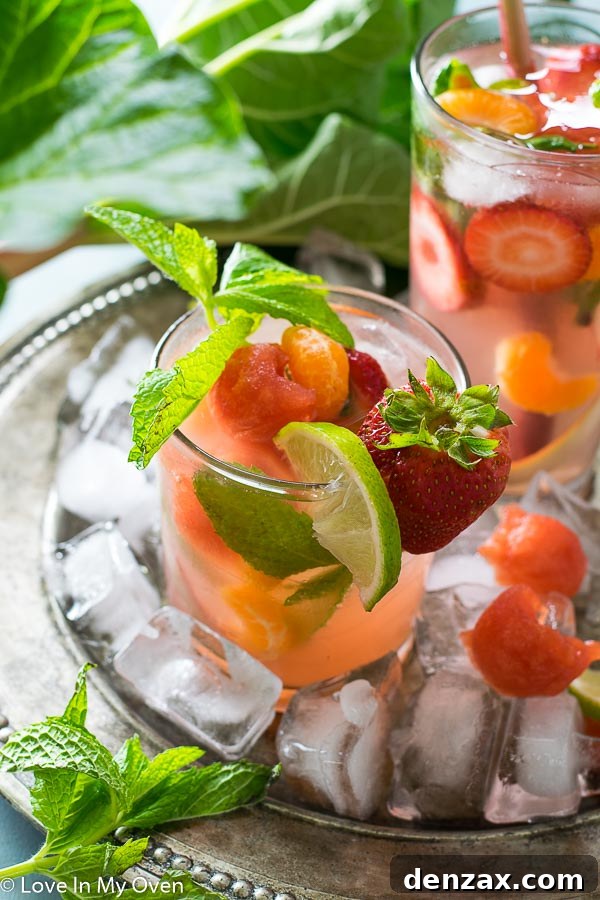 Table setting with Rhubarb Rosé Sangria