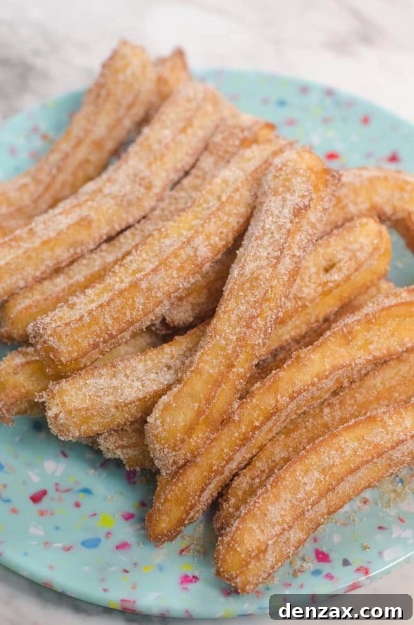 Perfectly fried Easy Churros, coated in cinnamon sugar, ready to be enjoyed.