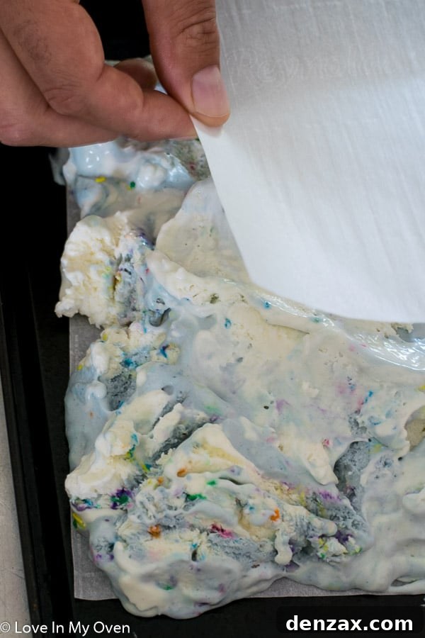 Close-up of freshly made birthday cake ice cream sandwiches