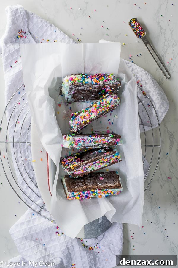 Platter of homemade birthday cake ice cream sandwiches