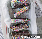 Close-up of a birthday cake ice cream sandwich with sprinkles