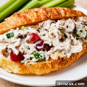 Chicken salad in a split croissant.