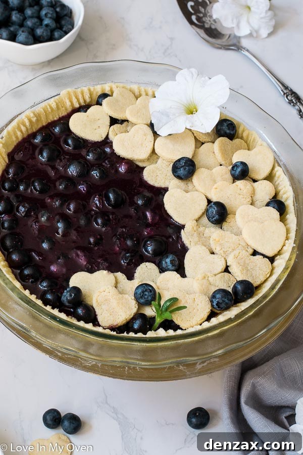 Healthy blueberry pie ready to serve