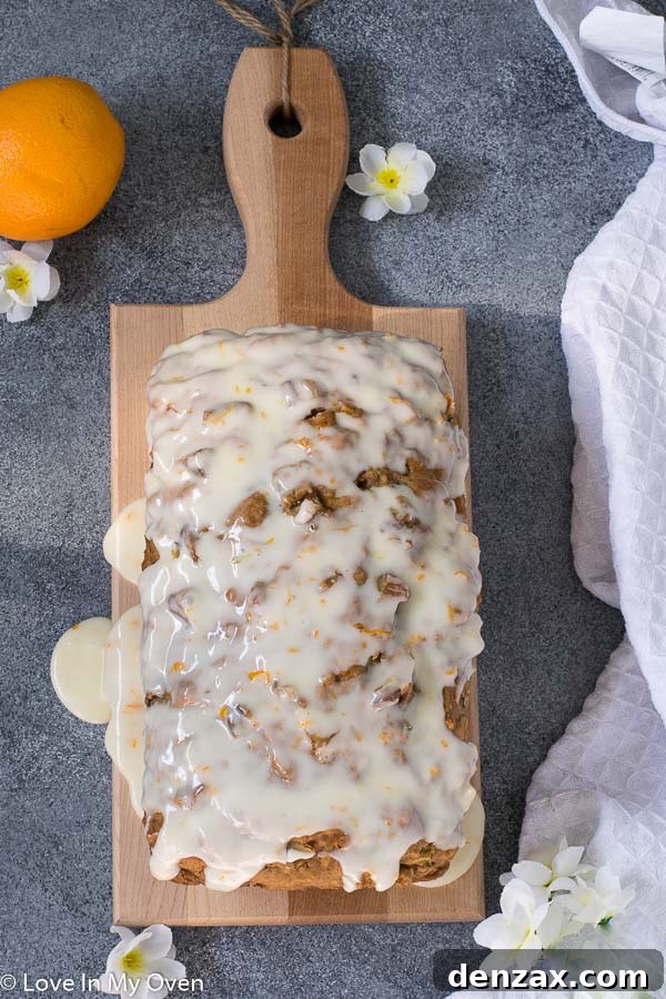 Moist Orange Zucchini Bread with Walnuts and Glaze