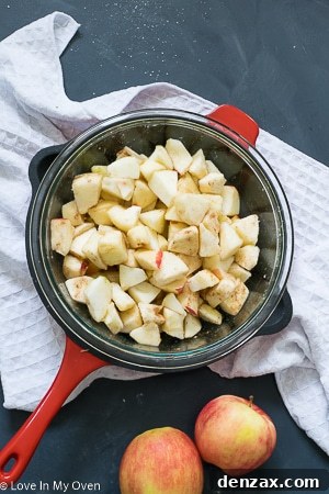 Preparing apples for Salted Caramel Apple Crisp