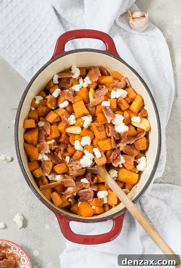Roasted Sweet Potatoes with Crispy Bacon and Maple Glaze