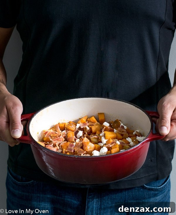 Maple Glazed Sweet Potatoes with Bacon and Goat Cheese
