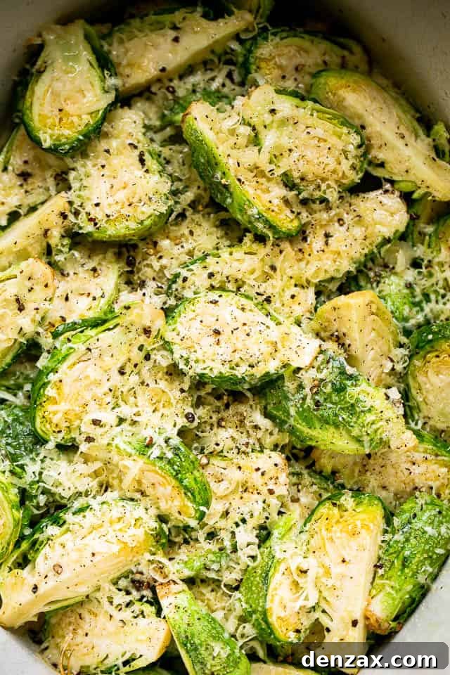 parmesan cheese topped brussel sprouts