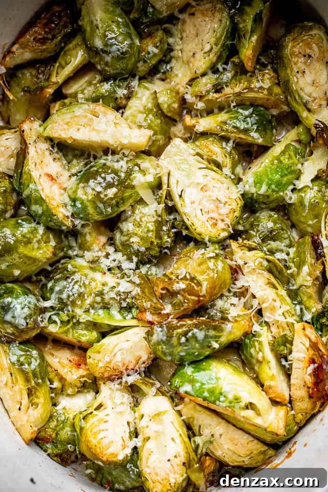 Slow cooker brussel sprouts topped with parmesan.