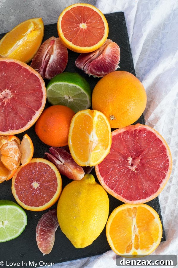 close-up of colorful winter citrus salad