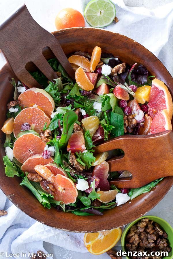 winter citrus salad on a plate