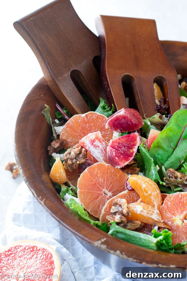 close up of winter citrus salad ingredients