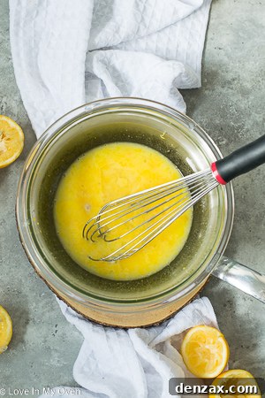 Two images: one showing Meyer lemon zest being grated, the other showing ingredients for the curd.