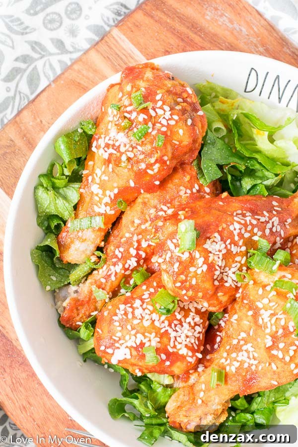 Baking Crispy Honey Sriracha Chicken Drumsticks on a Wire Rack