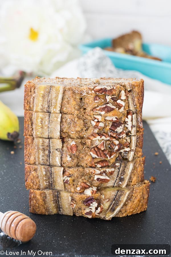 overhead shot of healthier banana bread slices