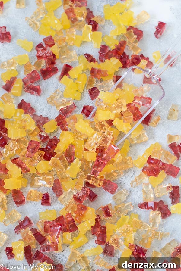 another close-up of colorful homemade gummy bears