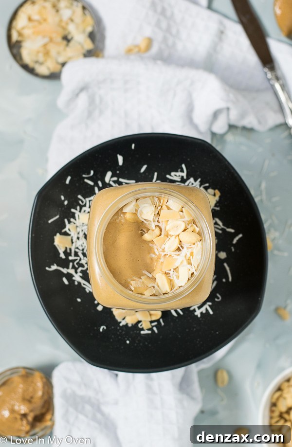 Jar of Homemade Coconut Peanut Butter