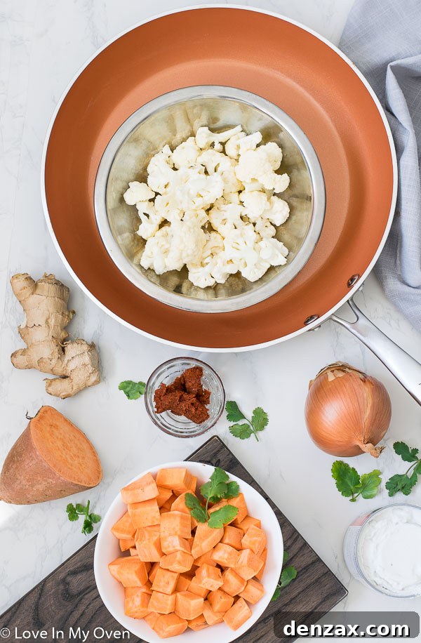 Close up of Easy Vegetarian Sweet Potato and Chickpea Curry