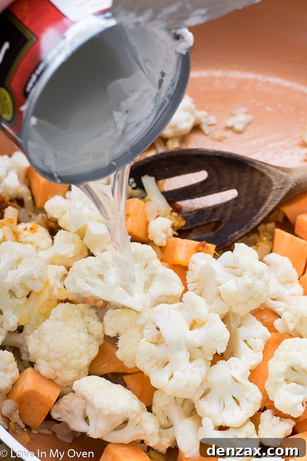 Ingredients simmering in a skillet