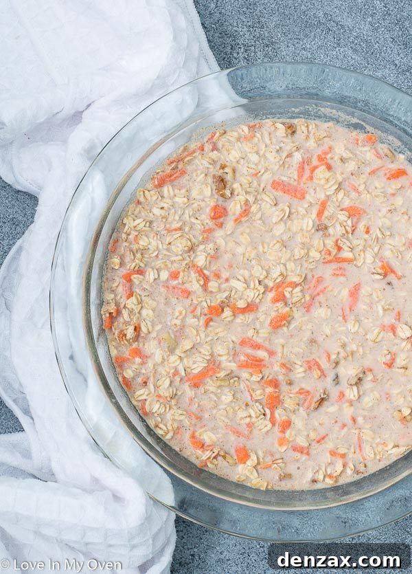 Baked Carrot Cake Oatmeal fresh from the oven, ready to serve
