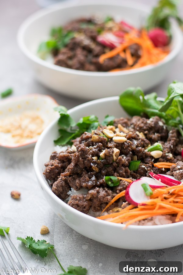 Close-up of savory Hoisin Ground Beef