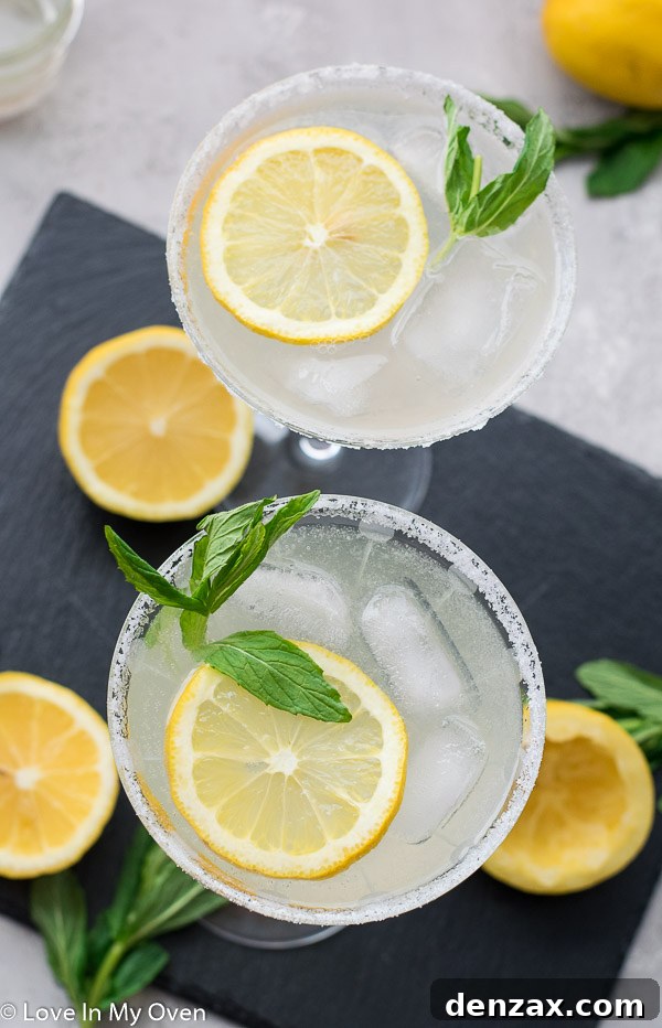 Lemon Vodka Cocktail on a tray