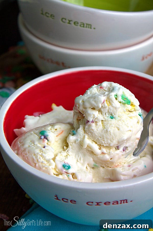 25 Irresistible No-Churn Ice Cream Creations 11 No-Churn Cereal Milk Ice Cream in a bowl, topped with cereal pieces