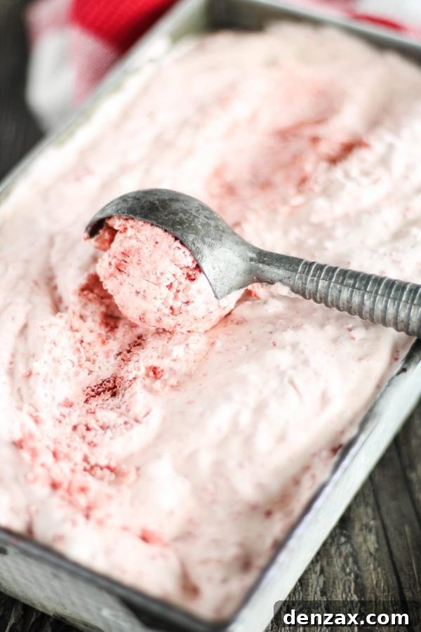25 Irresistible No-Churn Ice Cream Creations 25 Rich No-Churn Red Velvet Cake Ice Cream with cake pieces and cream cheese frosting swirls
