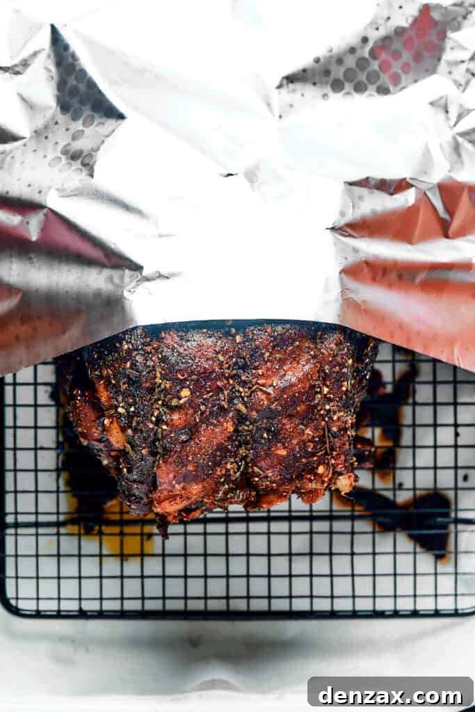 Covering a roast with foil
