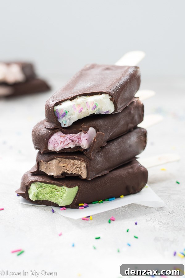 homemade chocolate dipped ice cream bars