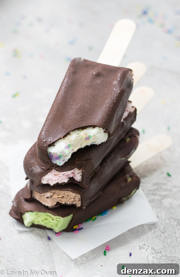 easy 3 ingredient chocolate dipped ice cream bars