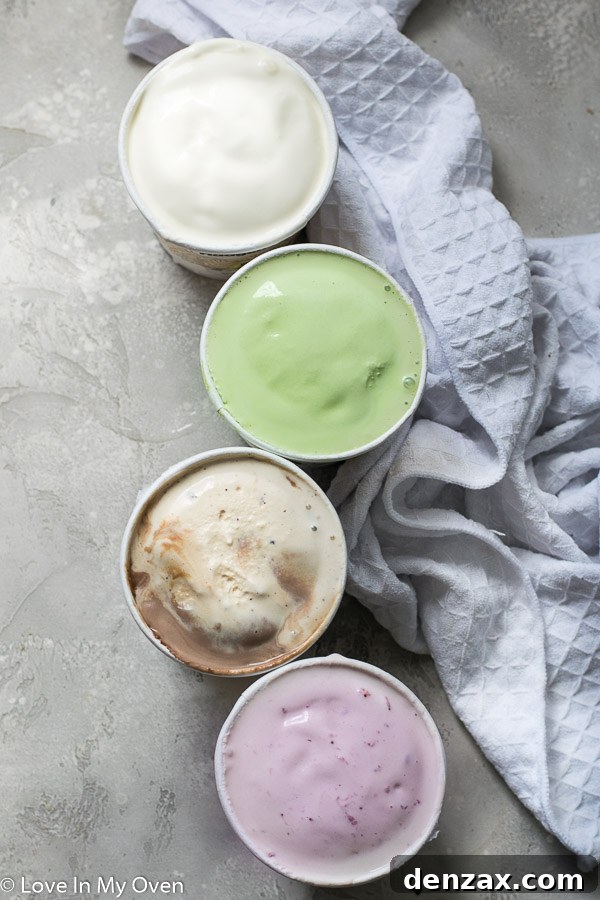 ice cream molds filled with different flavors