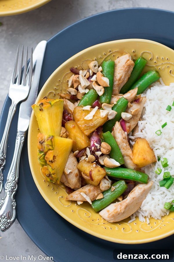 Close-up of vibrant Chicken and Pineapple Stir Fry, a quick HelloFresh recipe