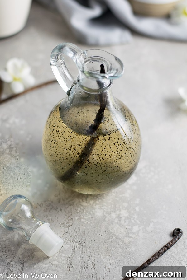 Homemade Vanilla Bean Syrup Bottle