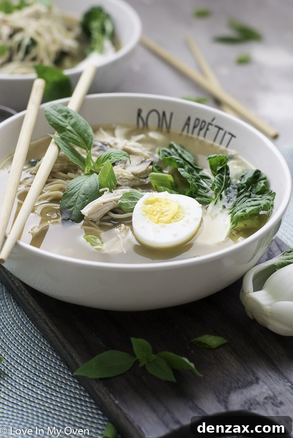 Close-up of turkey ramen with perfectly cooked noodles