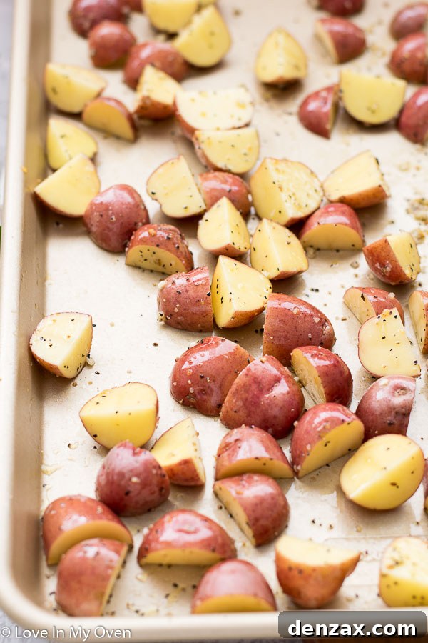 Crispy Roasted Potatoes on a Baking Sheet