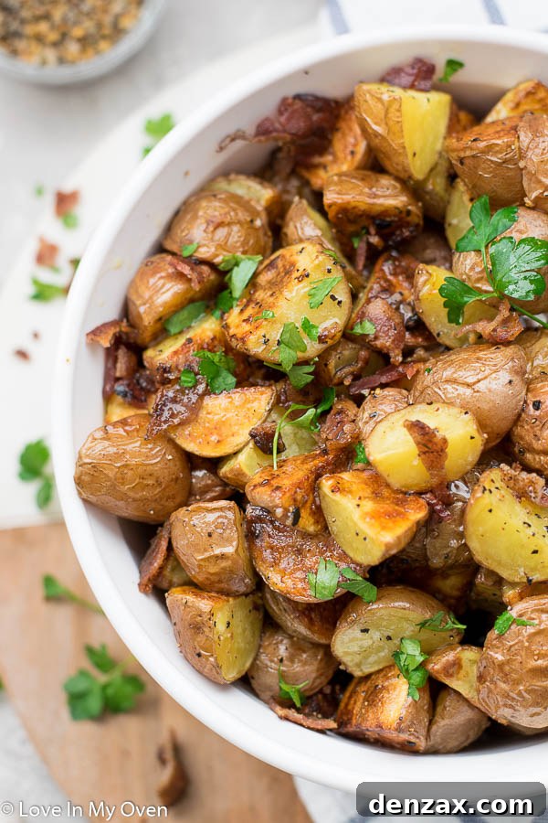 Plated Crispy Oven Roasted Potatoes with Parsley