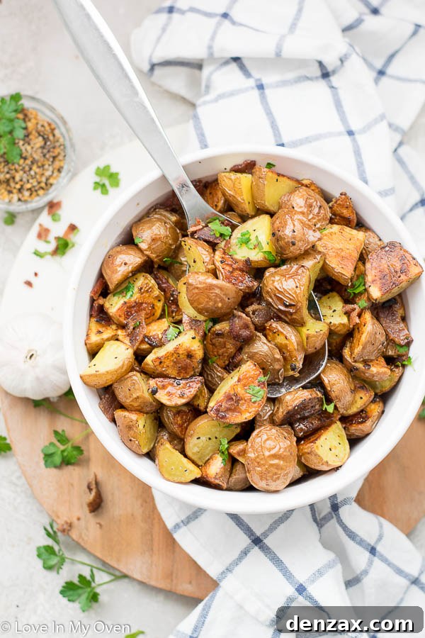 Close-up of Golden Crispy Roasted Potatoes