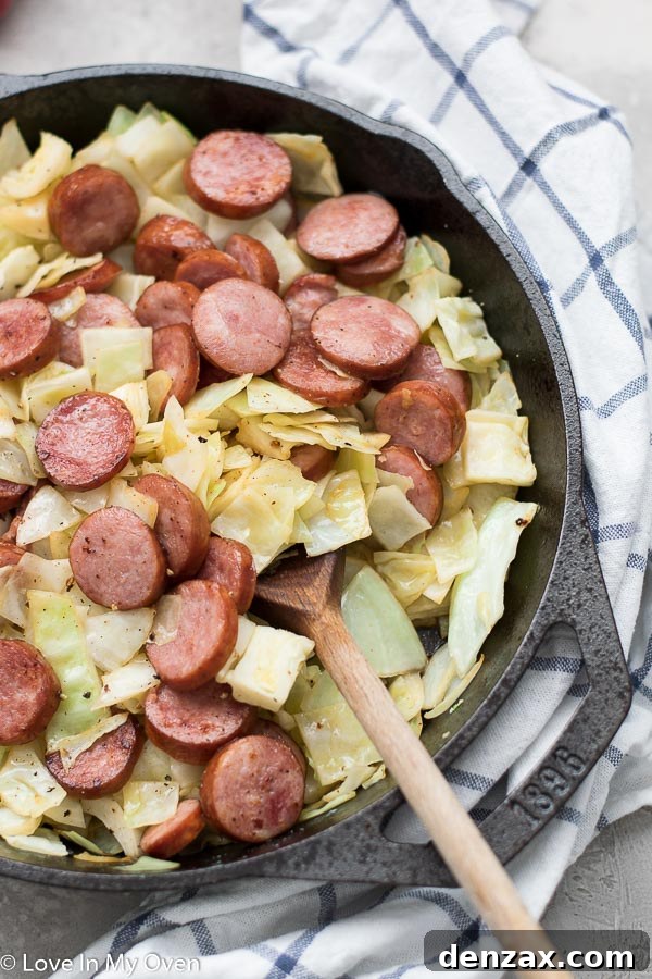 Searing sausage in a cast iron skillet for dinner