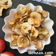Crispy Air Fryer Apple Chips with cinnamon dusting