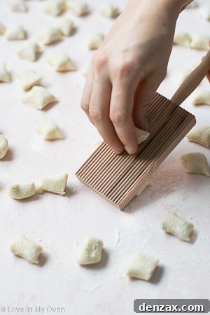 Shaped cauliflower gnocchi on a fork