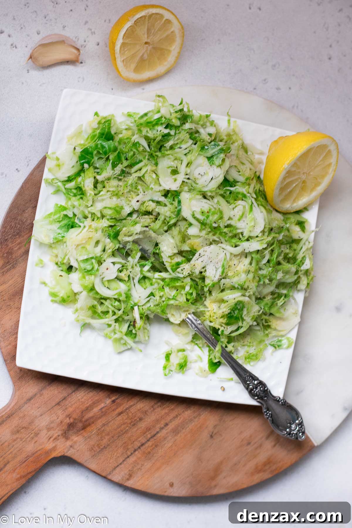 Close-up of perfectly sautéed shredded Brussels sprouts in a skillet