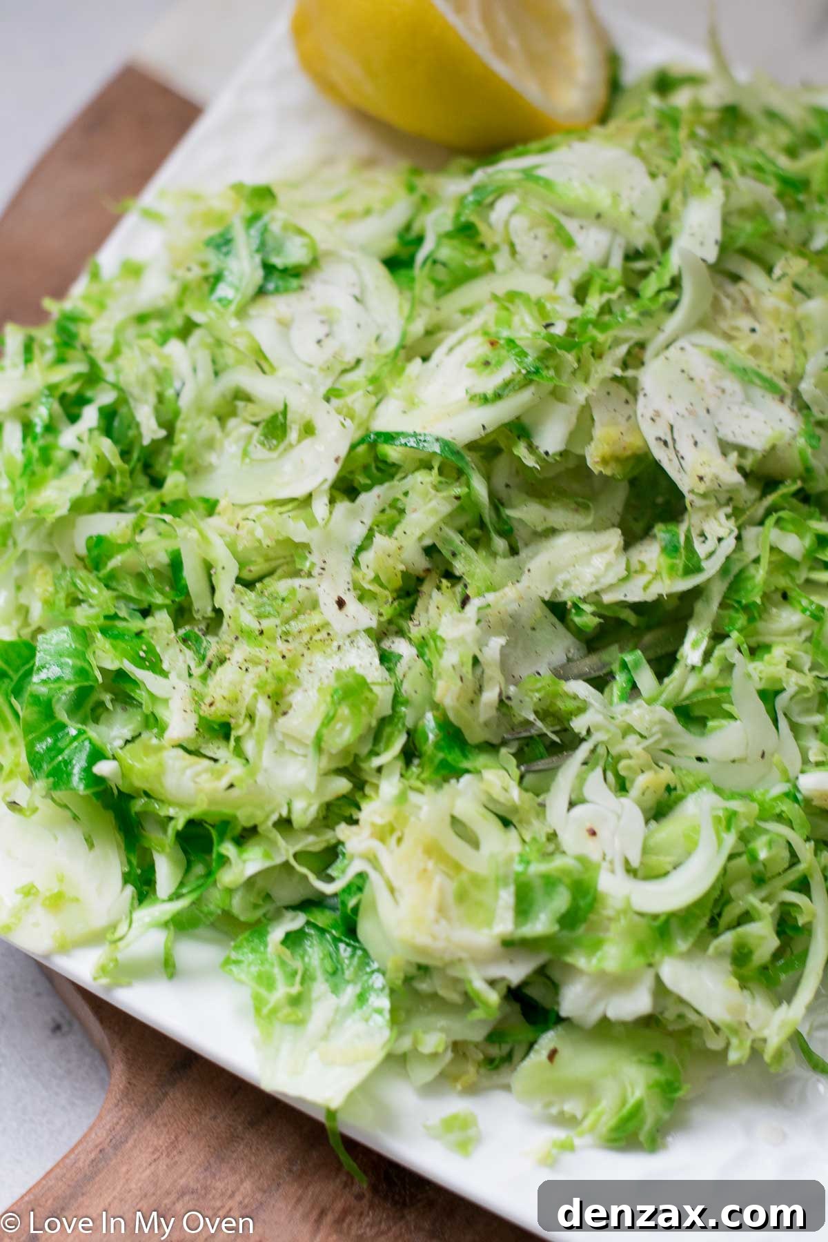 Serving of sautéed shredded Brussels sprouts with a main course